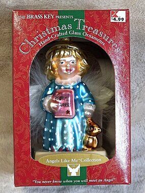 VTG Brass Key Christmas Treasures "Bedtime Stories" Angel Ornament 2000 MIB